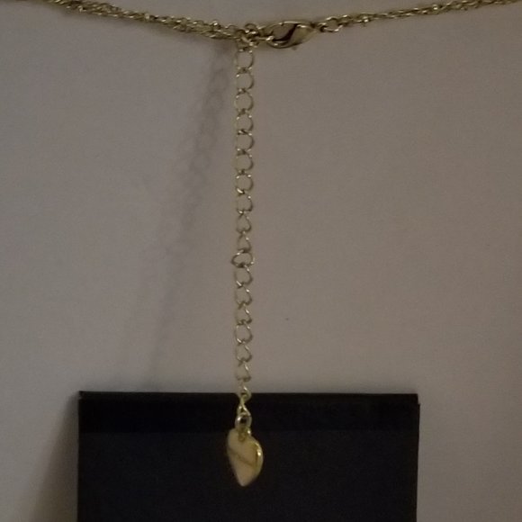 Betsey Johnson Fly With Me mirrored heart double chain necklace - Picture 3 of 5